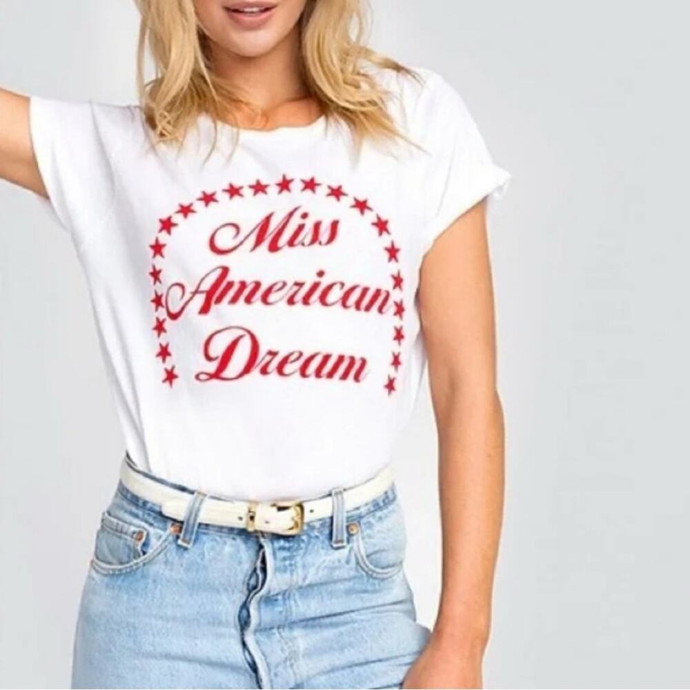 NWT Wildfox Miss American Dream White Cotton T Shirt Sz L